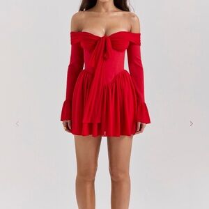 House of CB Red Mini Dress with Bow Detail